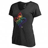Women's New Orleans Pelicans Fanatics Branded Black Team Pride Slim Fit V Neck T-Shirt FengYun,baseball caps,new era cap wholesale,wholesale hats